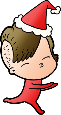 Bir insan tarafından çizilmiş Noel Baba şapkası giymiş bir kızın gradyan çizimi.