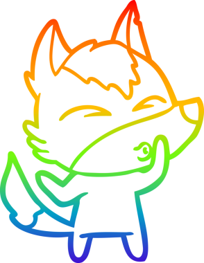 Gökkuşağı gradyan çizgi çizimi bir insan tarafından çizilmiş bir kurt çizgi filmi.