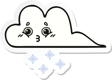 Bir insan tarafından çizilmiş şirin bir kar bulutunun çıkartması.