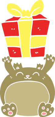 Bir insan tarafından çizilmiş şirin düz renkli çizgi film Noel Ayısı