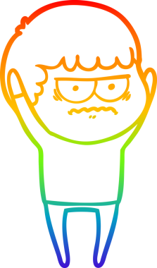 Gökkuşağı gradyan çizgi çizimi Bir insan tarafından çizilmiş rahatsız bir adam