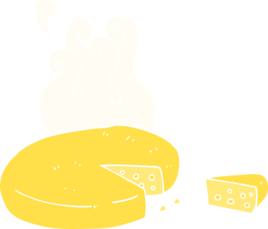 Bir insan tarafından çizilen peynirin düz renk çizimi