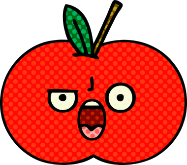 Bir insan tarafından çizilmiş kırmızı elma çizgi filmi.