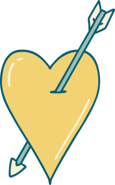 Bir insan tarafından çizilmiş ok ve kalbin ikonik dövme şekli