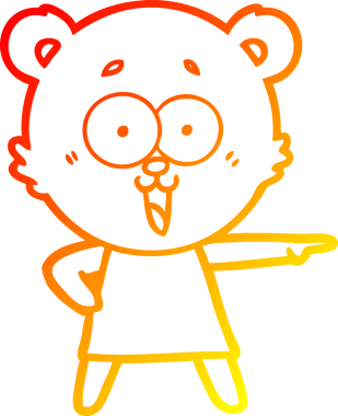 Bir insan tarafından çizilmiş, gülen bir oyuncak ayı çizgi filmi.