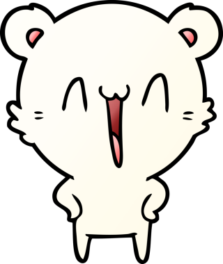 Bir insan tarafından çizilmiş mutlu kutup ayısı karikatürü