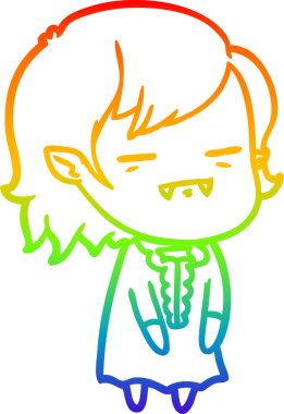 Gökkuşağı gradyan çizgi çizimi Bir insan tarafından çizilen ölümsüz vampir kız çizgi