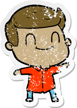 Bir insan tarafından çizilmiş, karikatür dostu bir adamın sıkıntılı çıkartması.