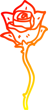 Bir insan tarafından çizilen kırmızı gülün sıcak eğimli çizgi çizimi