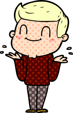 Bir insan tarafından çizilmiş çizgi film dostu bir adam.