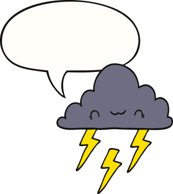 bir insan tarafından çizilmiş konuşma balonlu karikatür fırtına bulutu