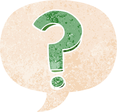 bir insan tarafından çizilmiş grunge sıkıntılı retro biçimli konuşma baloncuğu ile çizgi film soru işareti