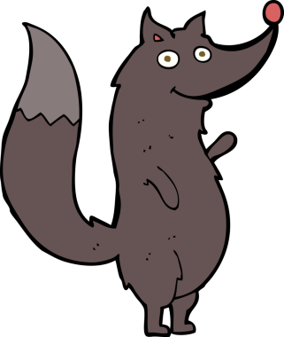 Bir insan tarafından çizilmiş, el sallayan bir kurt.