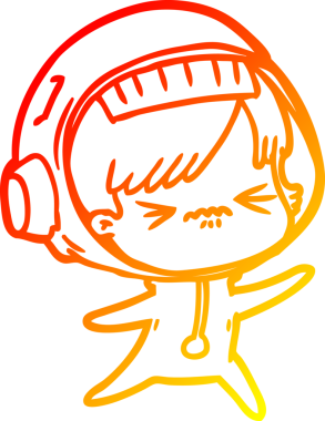 Bir insan tarafından çizilmiş kızgın bir uzay kızının sıcak çizgi çizimi