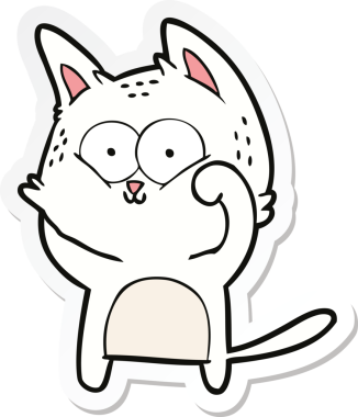 Çizgi film kedisinin çıkartması bir insan tarafından çizilmiş.