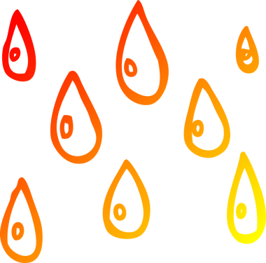 Bir insan tarafından çizilen yağmur damlalarının sıcak gradyan çizgileri