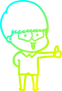 Bir çizgi film karakteri çizen soğuk çizgi bir insan tarafından çizilmiş mutlu çocuk.