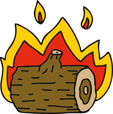 Bir insan tarafından çizilmiş garip bir kamp ateşi.