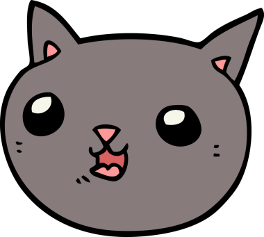 Bir insan tarafından çizilmiş çizgi film kedisi.