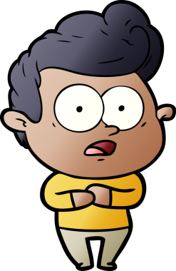 Bir insan tarafından çizilmiş çizgi film bakışlı adam.