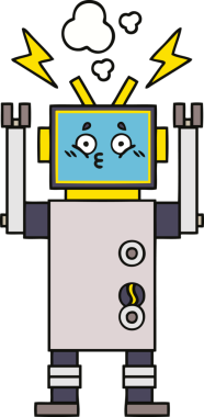 Bir insan tarafından çizilmiş sevimli bir robot karikatürü.