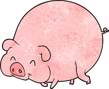 Bir insan tarafından çizilmiş çizgi film domuzu.