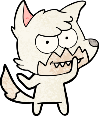 Bir insan tarafından çizilmiş sırıtan tilki çizgi filmi.