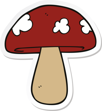 Bir insan tarafından çizilmiş karikatür mantarı çıkartması.