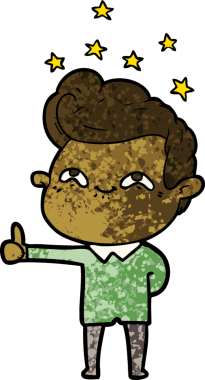 Bir insan tarafından çizilmiş heyecanlı bir çizgi film.