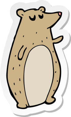 Bir insan tarafından çizilmiş çizgi film ayısının çıkartması.