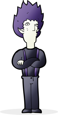 Bir insan tarafından çizilmiş vampir adam çizgi filmi.