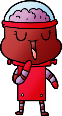 Bir insan tarafından çizilmiş mutlu çizgi film robotu