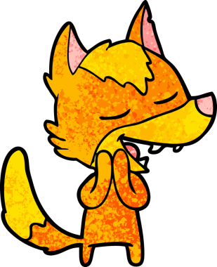 Bir insan tarafından çizilmiş tilki çizgi film karakteri