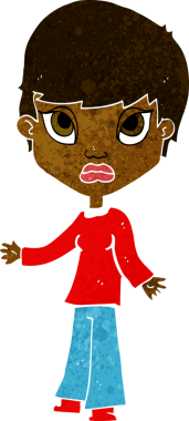 Bir insan tarafından çizilmiş omuz silken çizgi filmdeki kadın.