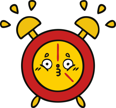 Bir insan tarafından çizilmiş çalar saatin şirin bir karikatürü.