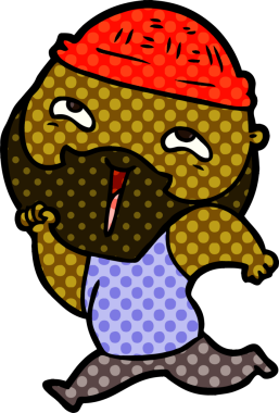 Bir insan tarafından çizilmiş mutlu sakallı bir adam.