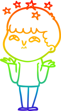 gökkuşağının gradyan çizimi bir çizgi film karakteri tarafından çizilmiş.