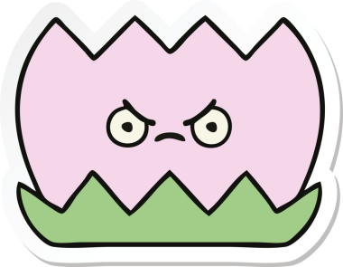 Bir insan tarafından çizilmiş şirin bir nilüfer çiçeğinin çıkartması.