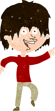 Bir insan tarafından çizilmiş mutlu çocuk çizgi filmi.