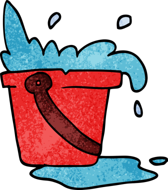 Bir insan tarafından çizilmiş karalama suyu ve kova.