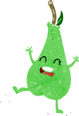 Bir insan tarafından çizilmiş mutlu dans eden armut.