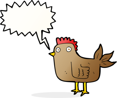 Bir insan tarafından çizilmiş konuşma baloncuğu olan çizgi film tavuğu