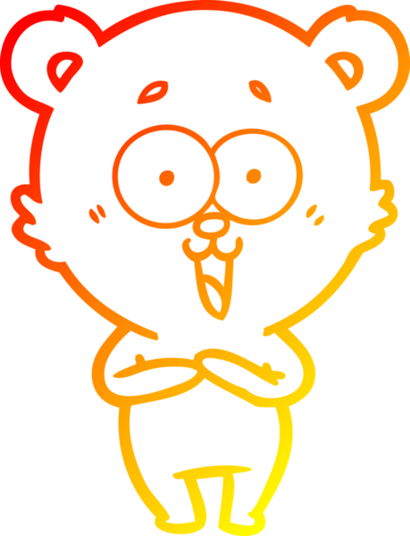 Bir insan tarafından çizilmiş gülen oyuncak ayının sıcak çizgi çizimi.