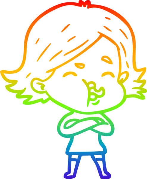 Gökkuşağı gradyan çizgi çizimi Bir insan tarafından çizilen bir kız karikatürü