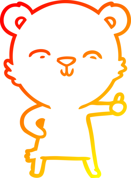 Bir insan tarafından çizilmiş mutlu çizgi film ayısının sıcak çizgi çizimi