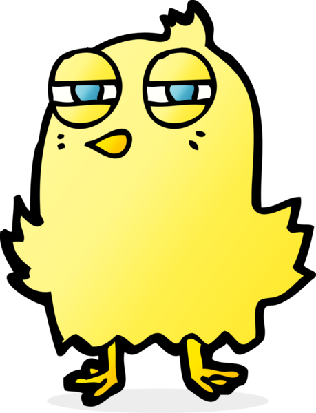 Bir insan tarafından çizilmiş komik çizgi film kuşu.