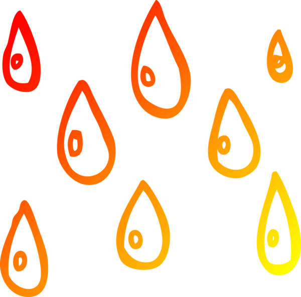 Bir insan tarafından çizilen yağmur damlalarının sıcak gradyan çizgileri