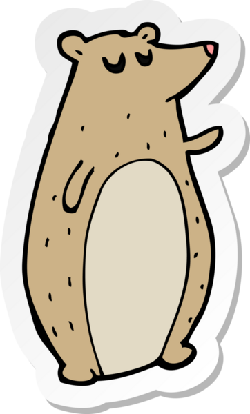 Bir insan tarafından çizilmiş çizgi film ayısının çıkartması.