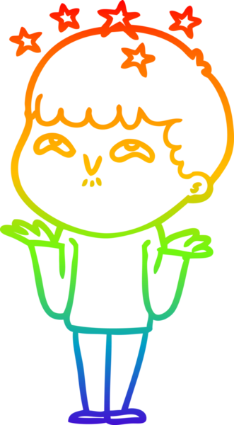 gökkuşağının gradyan çizimi bir çizgi film karakteri tarafından çizilmiş.