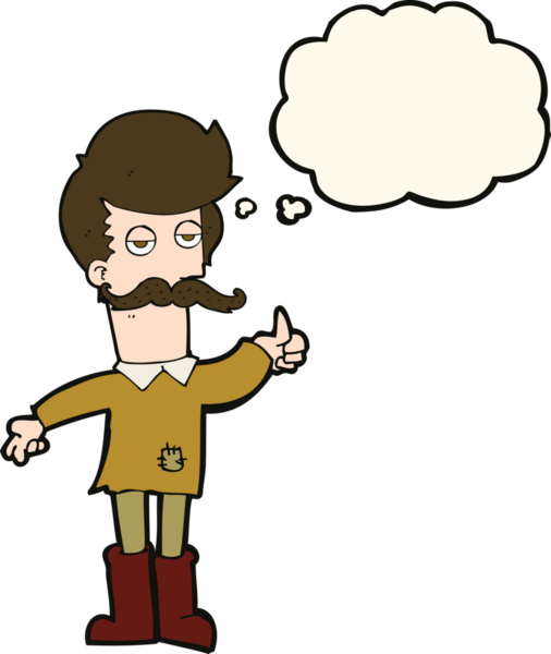 Düşünce baloncuğu bir insan tarafından çizilmiş fakir elbiseli yaşlı adam çizgi filmi.